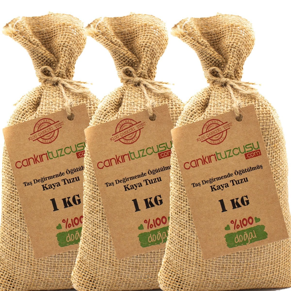 3 Adet 1 kg Öğütülmüş Kristal Kaya Tuzu