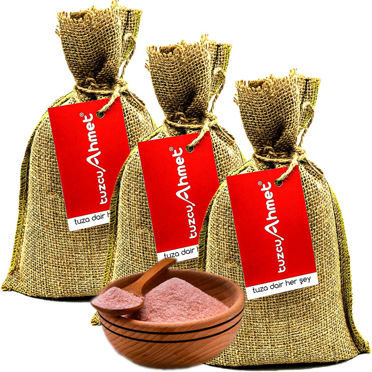 3 Adet 1 kg Öğütülmüş Himalaya Tuzu Bez Torbada